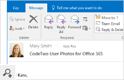 Фотографии, добавленные пользователем CodeTwo Фотографии для Office 365 также отображаются в группах Office 365